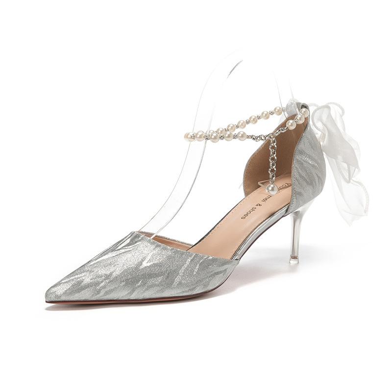 

шпилька заостренный бант цветок высокие каблуки свадебные хрустальные туфли туфли подружки невесты темперамент женщины 40