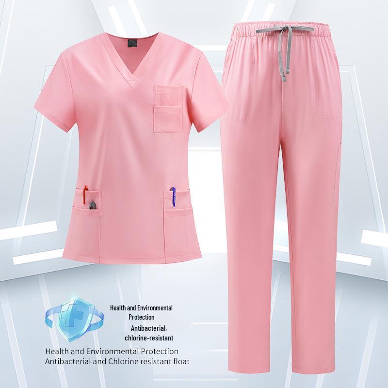 Unisex Quick-Dry Short-Sleeve Scrub Suit for Medical and Veterinary Professionals