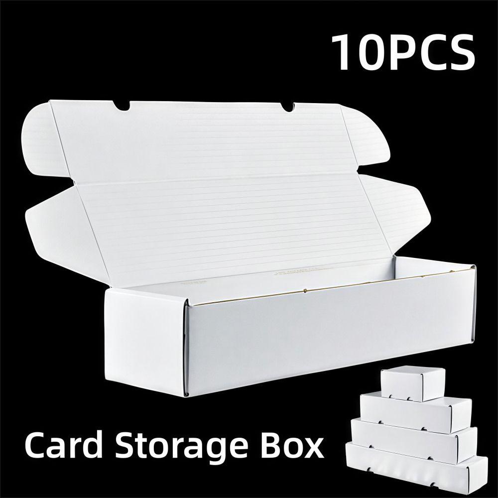 10PCS Large Capacity Trading Card Storage Box Portable Cardboard Sports Card Box White Sturdy Baseball Card Box