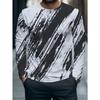 Black and White Graffiti-style Long-sleeve Top, Featuring Bold, Freehand Brushstrokes and an Avant-garde, Unique Design