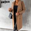 GMXIA Damen Vintage Casual Gitterdruck Herbst Winter Langarm Polokragen Jacken & Mäntel
