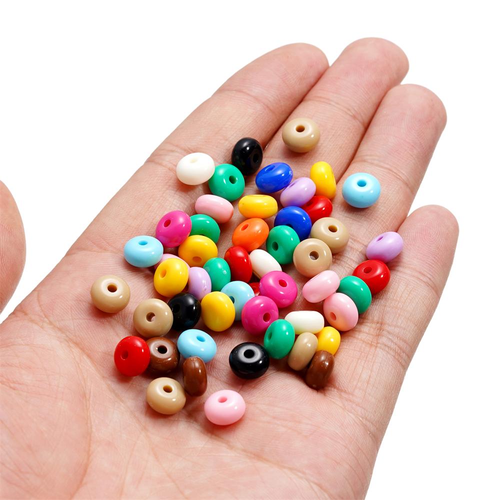 50pcs/Lot Acrylic Oblate Beads 8mm Flat Round Spacer Loose Bead for DIY Necklace Bracelet Jewelry Making Accessories