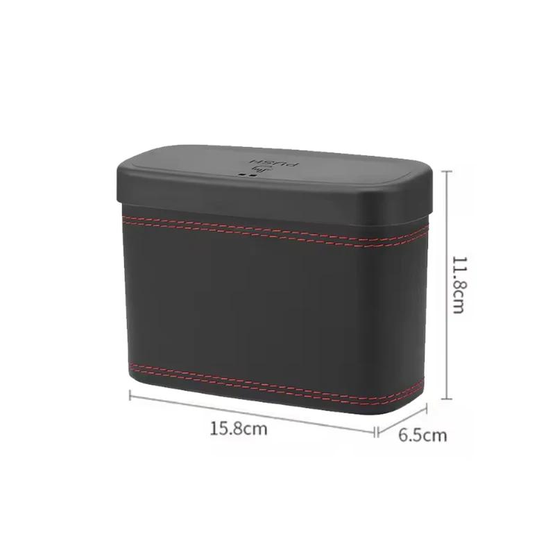 PU Leather Press Down Car Trash Can Hanging Storage Box For Seat Back Door Universal Vehicle Garbage Bin Auto Interior