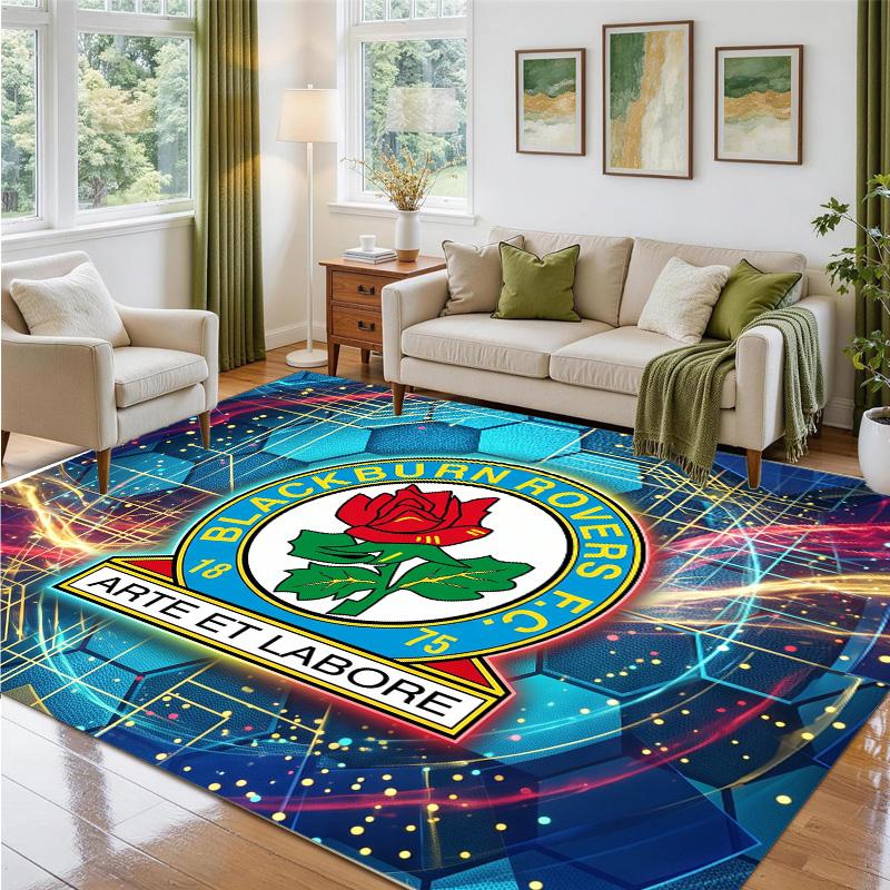Blackburn Rovers Football Design Crystal Velvet Rug Soft Decorative Mat for Bedroom Entrance