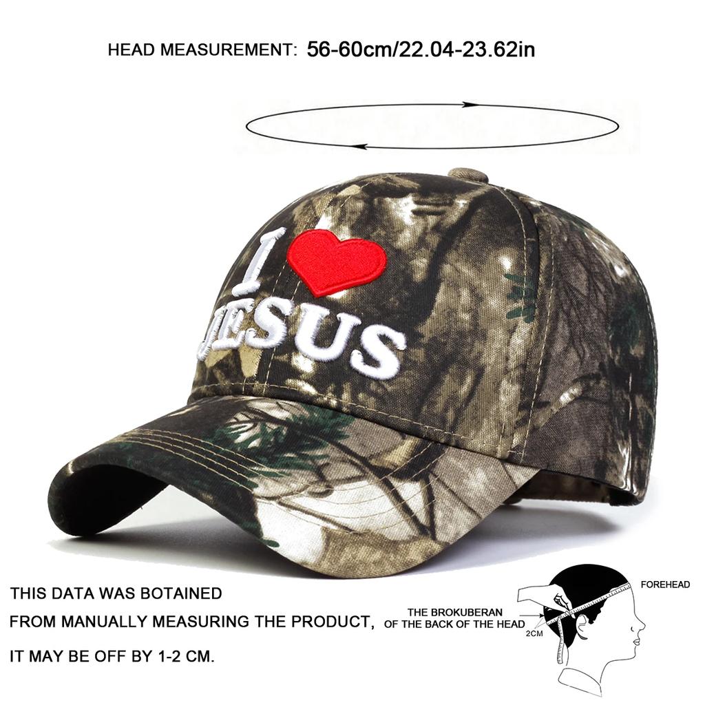 Unisex I LOVE JESUS Letter Embroidery Baseball Caps Outdoor Adjustable Spring and Autumn Casual Sunscreen Hat