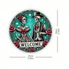 Vintage Day of the Dead Metal Sign 8x8 Inch Round Tin Plaque for Home Bar Wall Decor