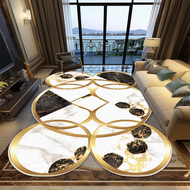 European Style Irregular Shape Living Room Carpet Luxury Decoration Bedroom Soft Large Rugs Office Non-slip Foldable Floor Mat