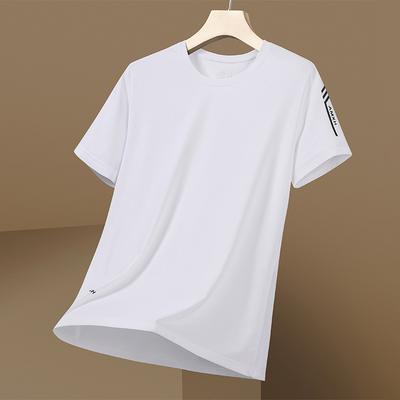 Sommer Ice Silk Kurzarm-T-Shirt für Herren, Sommer Sport und Freizeit Elastisches Rundhals-Laufshirt