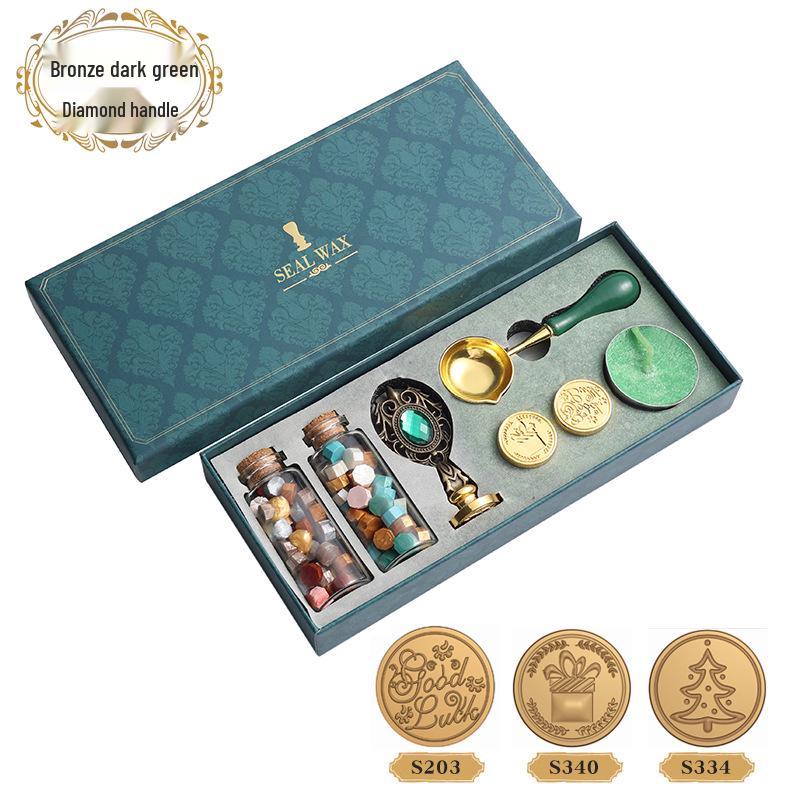 Creative Retro Wax Sealing Stamp Set - Includes Stamp, Wax Granules, and Fire Paint for Envelopes & Gifts.