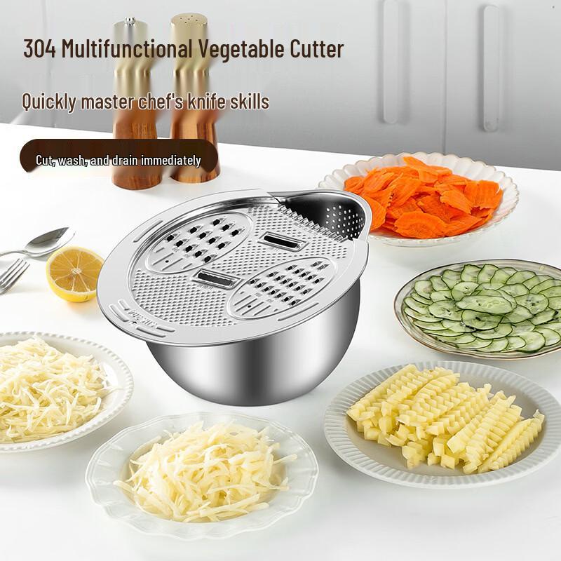 Multifunctional Stainless Steel Kitchen Strainer & Shredder Set