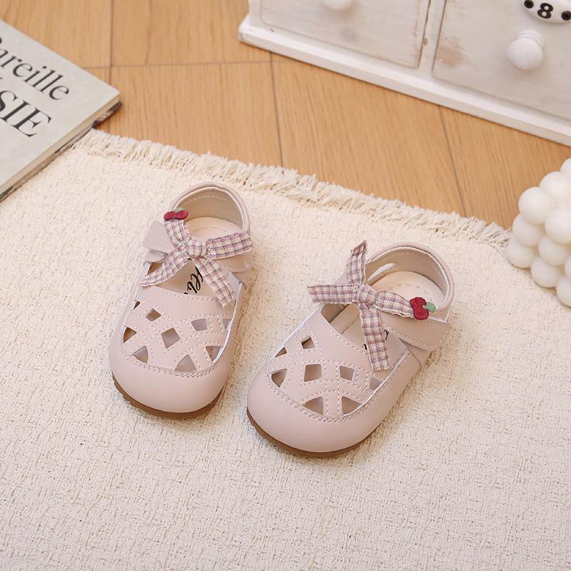 Girls  Bowknot Soft Sole Velcro Sandals - Non-Slip Summer Walker Shoes 16
