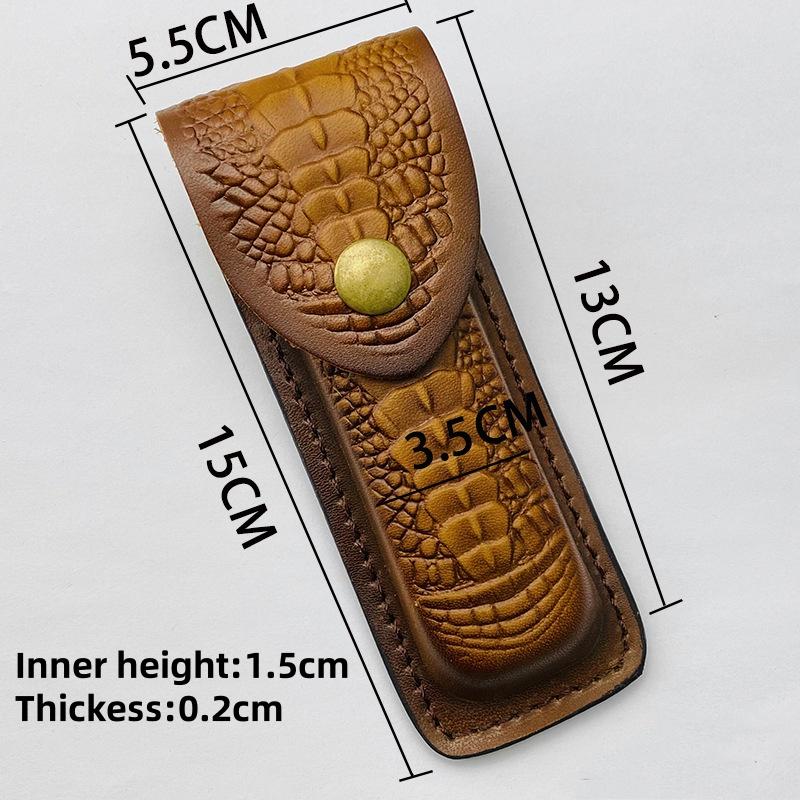 1PC Cowhide Knife Case Leather Sheath Pouch Folding Knife Cover Pocket Knife Scabbard Holder Belt Case Tactical Gear Accessories