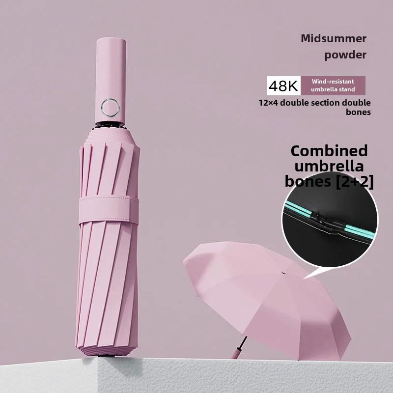 Automatic Folding Umbrella For Men Women Sun Rain Dual Purpose Umbrella Reverse Folding Feature