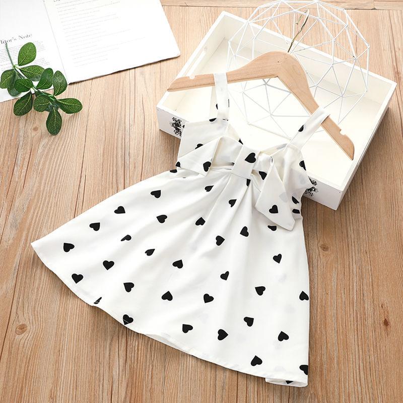 Sweet Halter Dress for Girls Summer Children Sleeveless Polka Dot Floral Princess Dress