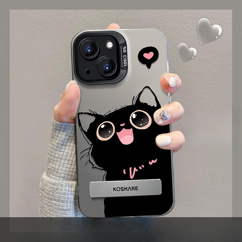 Applicable To Huawei Mate60 Mobile Phone Case Nova12/11 Love Cat Invisible Bracket Honor 200 Color Silver Matte