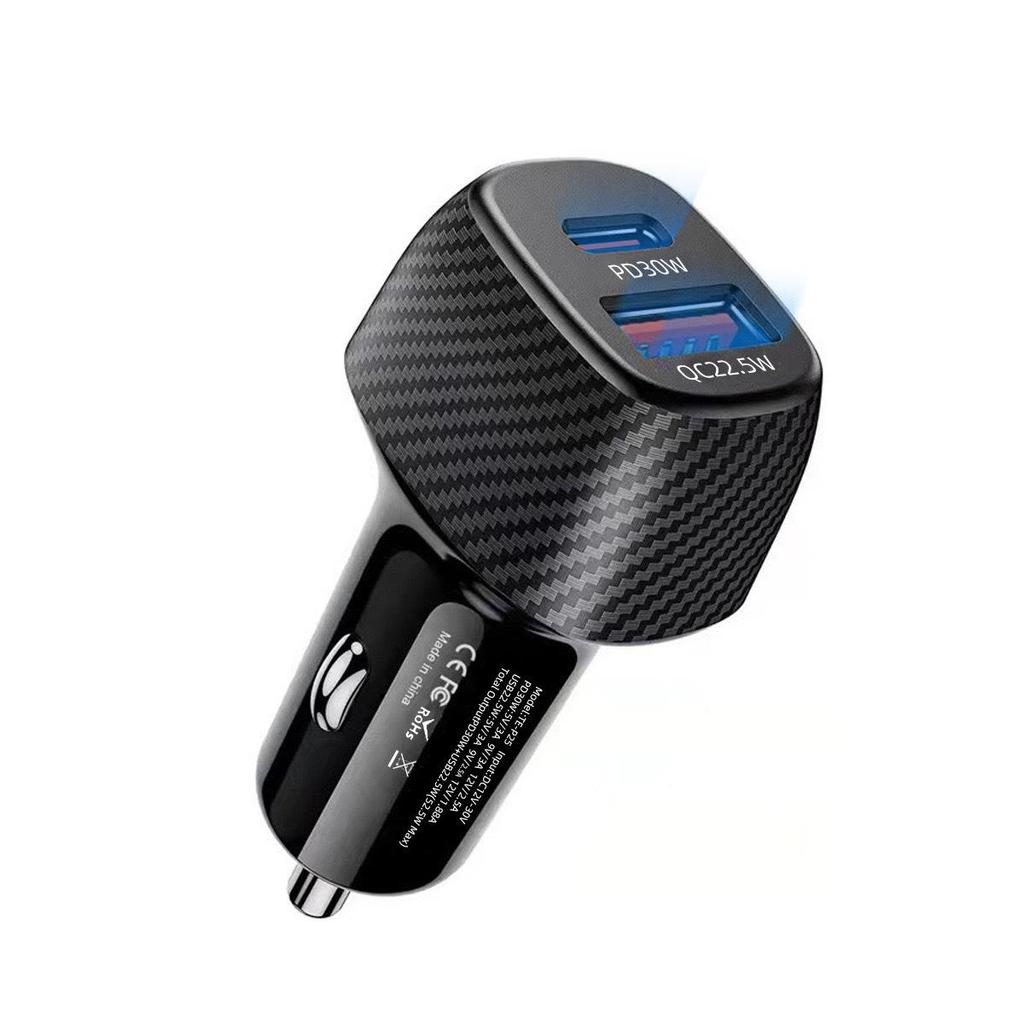 52.5W Dual Port Car Charger for Apple & Huawei - Super Fast PD Charging