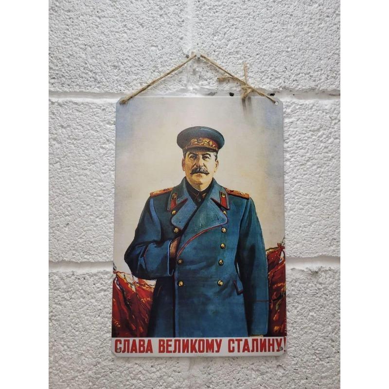 Vintage Stalin Sowjetische Propaganda Poster Metall Blechschild, Kommunistische Historische Wandkunst