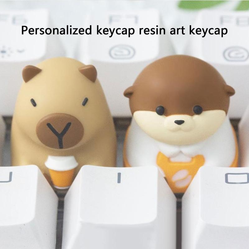 Premium Resin Customs Keycaps Colorful Capybara Theme Smooth Texture Durability For Gaming Keyboards Accessories