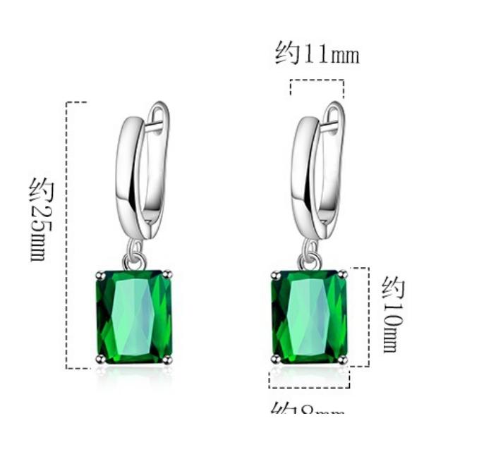 Celkem 2,5ct Smaragdový výbrus Přírodní nebesky modrý topas Visací náušnice 925 stříbro pro ženy Drahokam Jemné šperky Brinco