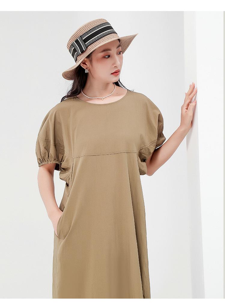 Summer Solid Color Simple Thin Style Dress with Elegant Women's Long Style Dress