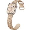 Apple Watch 1/2/3/4/5/6/7/8/9/10/11/SE 38/40/41/42mm için Silikon Kayış, Leopar, Açık Kahverengi