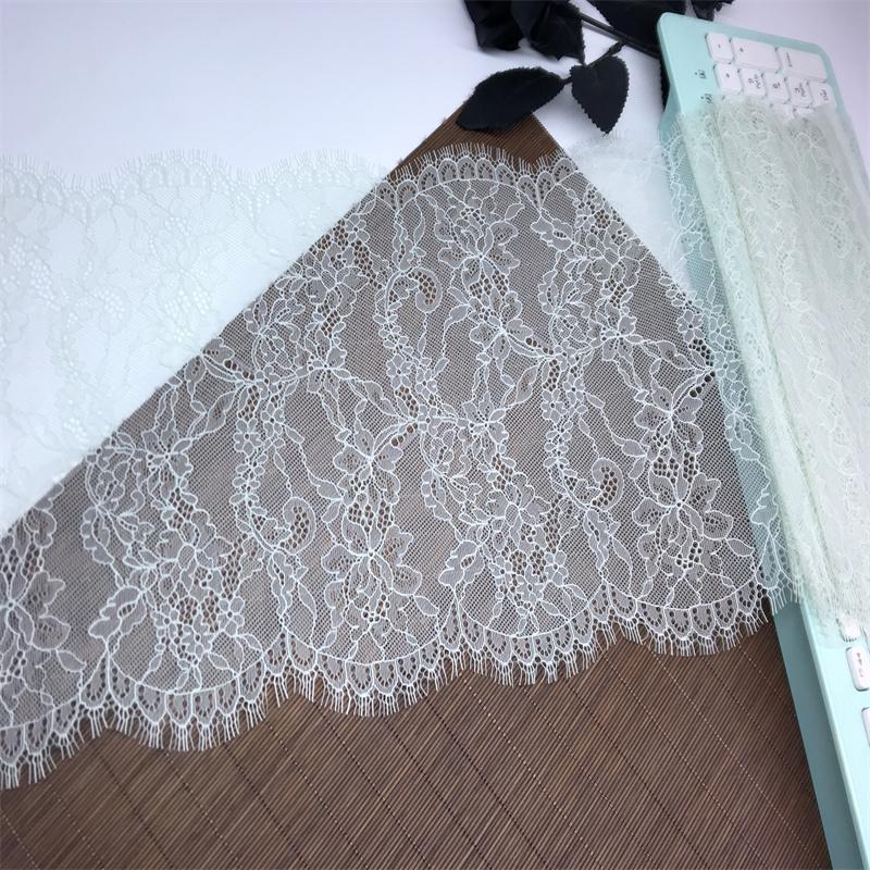 3m x 24cm Chantilly Lace, Non-stretch French Eyelash Lace Trim for Sewing, Bra, Underwear, Lingerie, Dress, Garment, Crafting