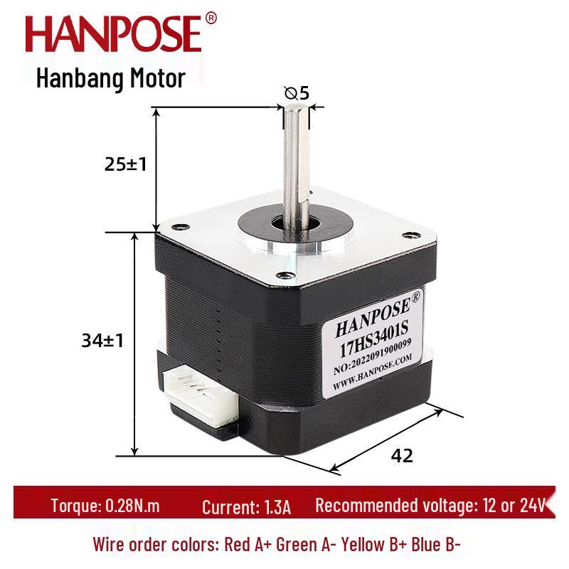 Stepper Motor NEMA17: Optional Body Height (28/34/40/48/60 Mm), Two-Phase, Four-Wire, 12V