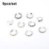 9Pcs Foot Ring Open Adjustable Toe Rings Wave Pattern Alloy Ring Adjustable Rings Set for Women Beach Foot Jewelry 9-piece Set
