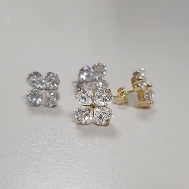 TORTOISE [Silver925] Cetin Clover Earrings (#silver#gold)