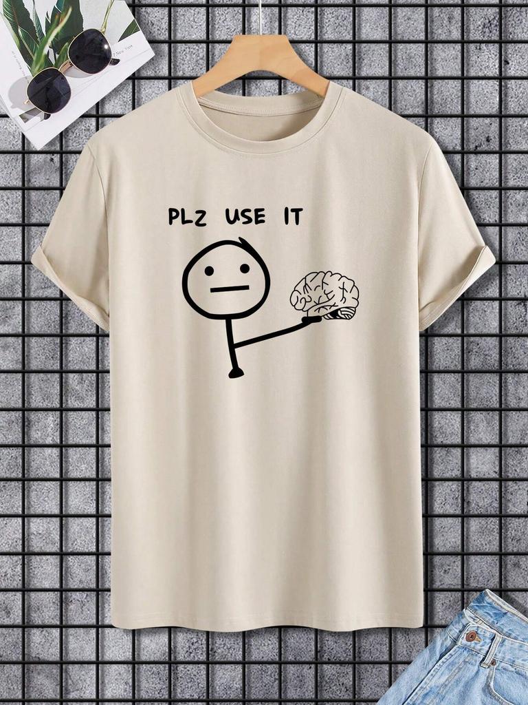 Plz Use It Men Cotton T-shirt Luxury Brand Fashion Big Size Top Casual Short Sleeve Streetwear Classic Print New Arrival Tee 4XL