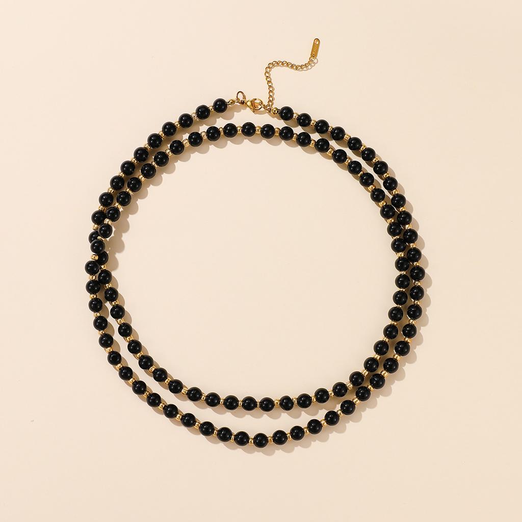 Colorful Double Layer Natural Stone Stackable Necklace for Women Handmade Beads Choker Necklaces Bohemia Summer Jewelry