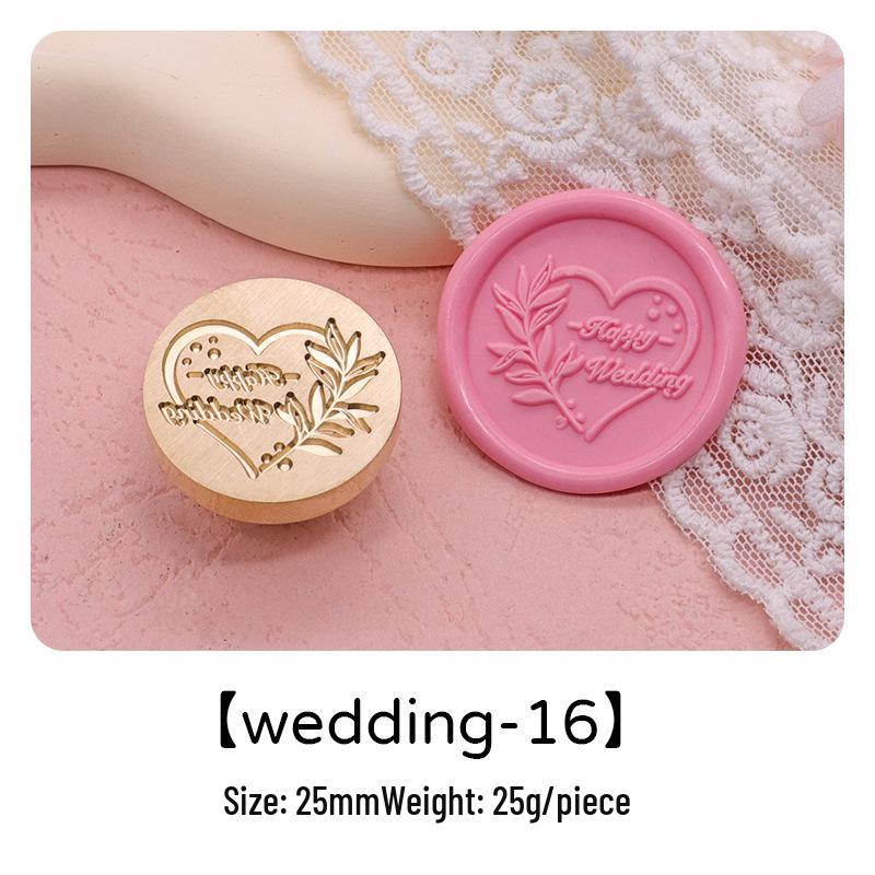 Wedding Series Round Wax Seal Stamp Head - Copper Handmade Letter Sealing