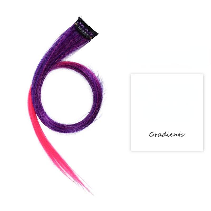 Gradiente invisível sem emenda natural cabelo de uma peça pendurado orelhas tingimento sintético peruca para cor cabelo longo destacando