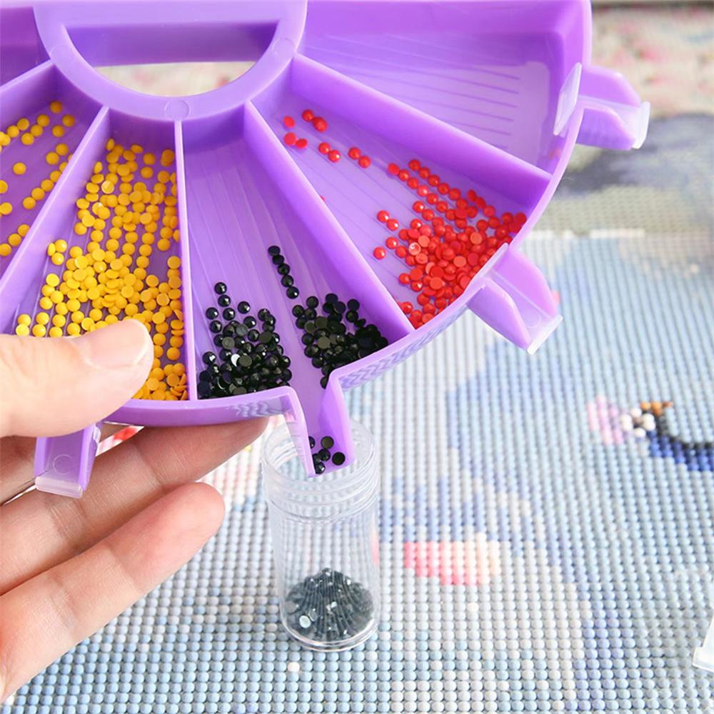 Diamond Painting Tool Kit with Fan Shaped Sorting Tray Wax Pads Craft Pens Scraper Brush Stands and Spoon for Rhinestone Art DIY Supplies