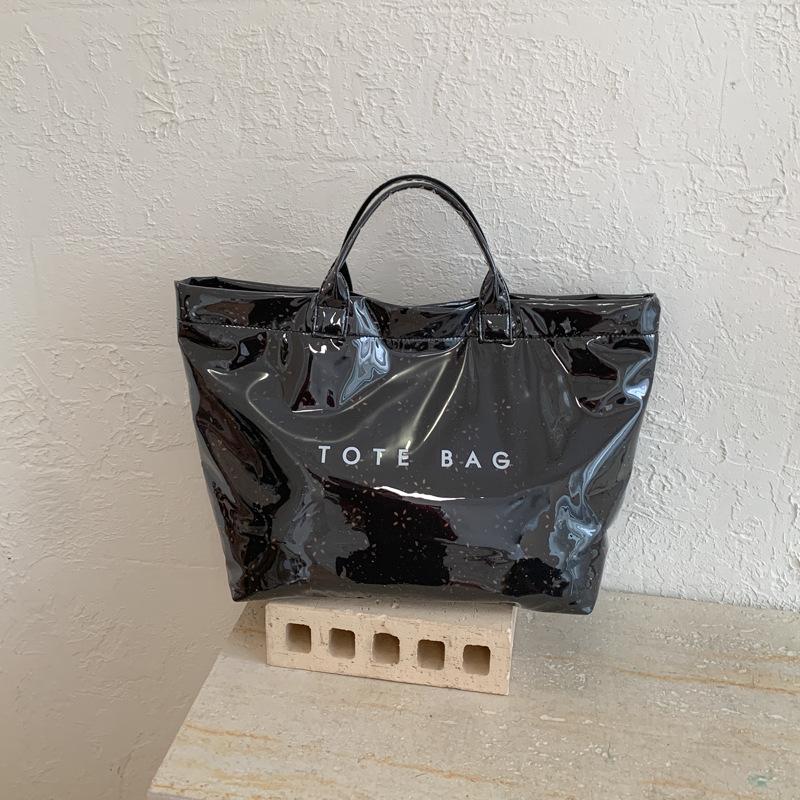 Стильная текстурированная женская сумка-тоут из геля большого объема чёрный