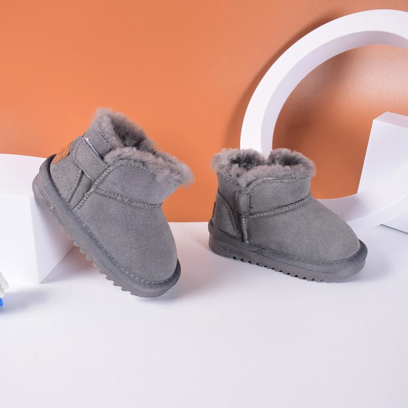 Winter  Baby Snow Boots Leather Thick Plush Warm Toddler Kids Shoes  Little Girls Boys Boots EU 15-25