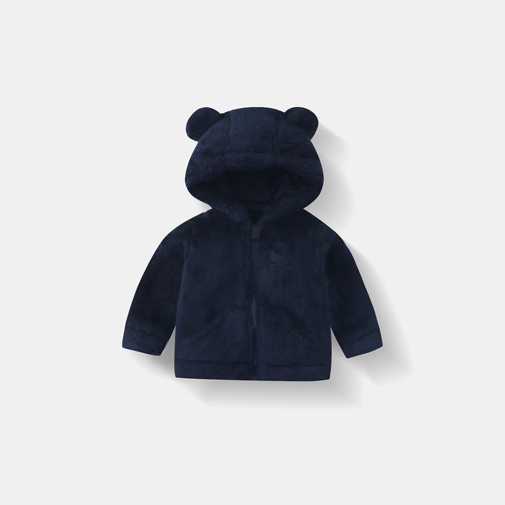 Kids Plush Zip Up Jacket Hooded Fleece Lined Warm Boys Girls Baby Fall Winter