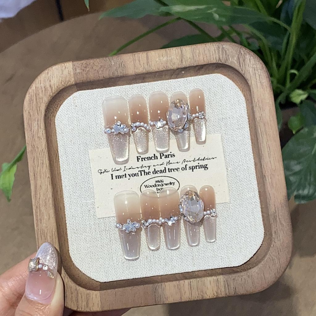 Handmade Gradient Side Light Cat Eye Pearl Small Broken Diamond Pile Elliptical Drill Deep Sea Coral