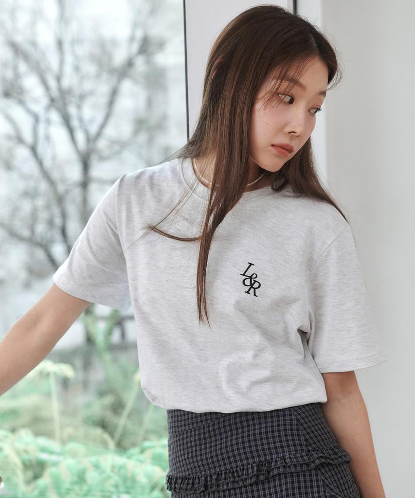 LOSSYROW Signature Logo Half-Sleeve T-Shirt [White Melange]
