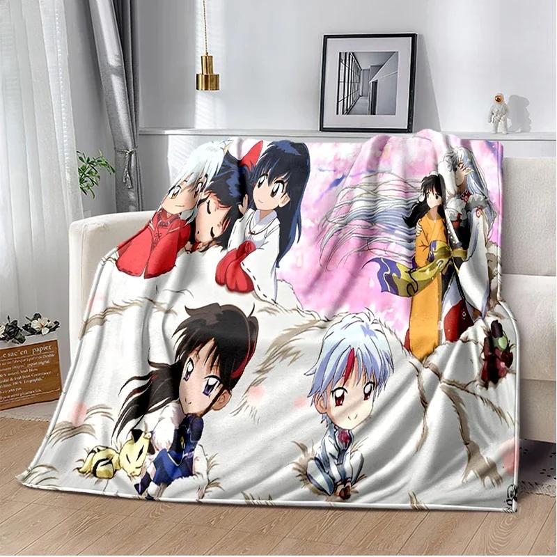 Cartoon Anime Inuyasha Throws Blanket for Sofa Bedding Couch Hiking Picnic Super Soft Cute kawaii Flannel Blanket birthday gift