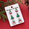 Hot Sale New Christmas Series Wooden Earrings Christmas Tree Bells Snowman Stud Earrings Set