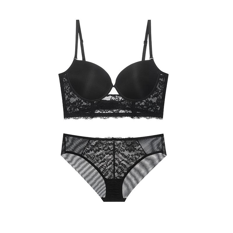 Big U-shaped halter bra, lace smooth surface, big chest, small bra, thin breathable invisible back underwear women