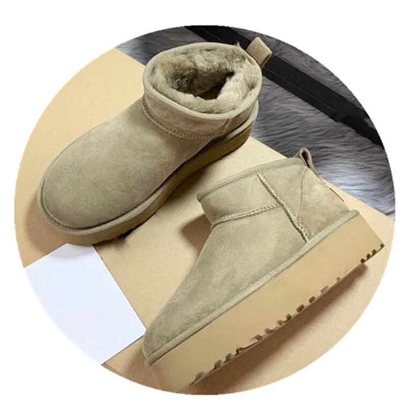 Fashion 2025 New Women Designer Winter Shoes Fur Lady High Heels Platform Snow Ankle Boots Classic Mini Luxury Botas Mujer Zapatos