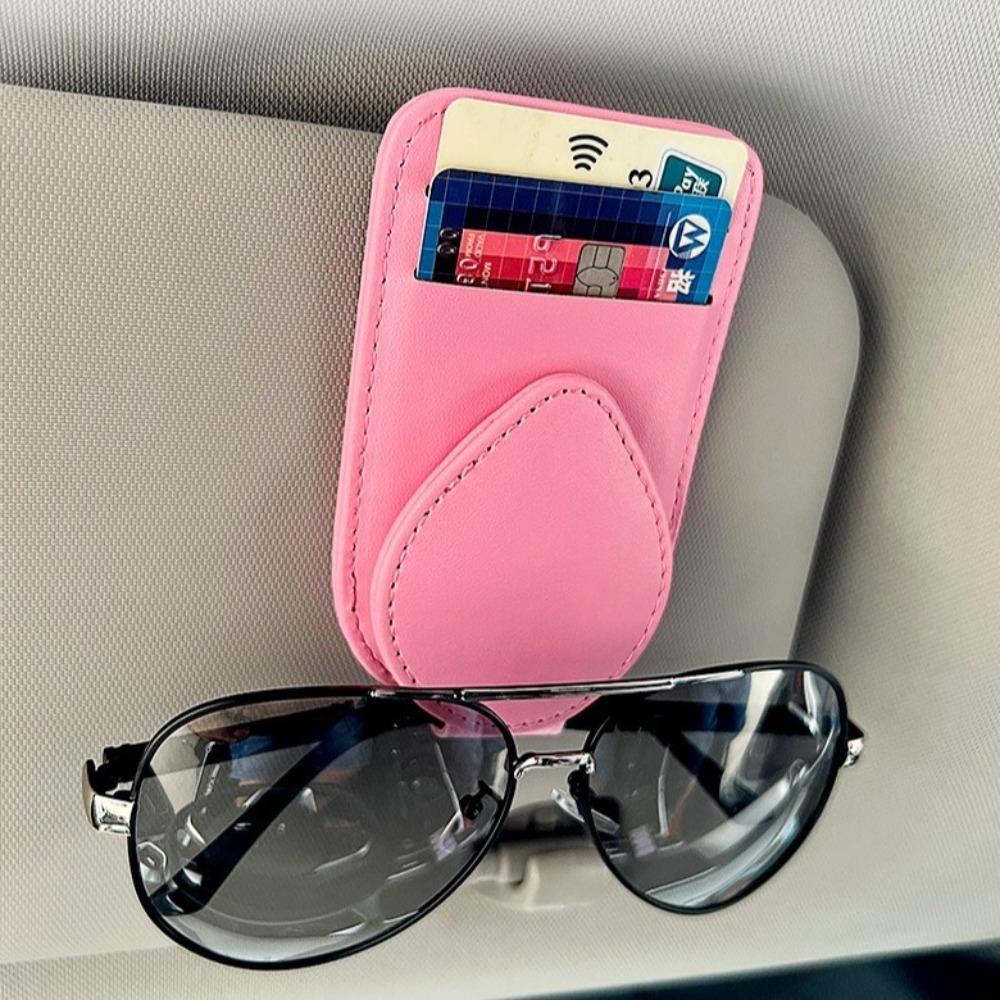 Portable Auto Glasses Clip PU Leather Card Ticket Fastener Sun Visor Storage Bracket  Sunshade
