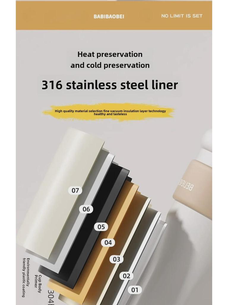 Women's Large-Capacity Stainless Steel Thermos with Handle and Straw