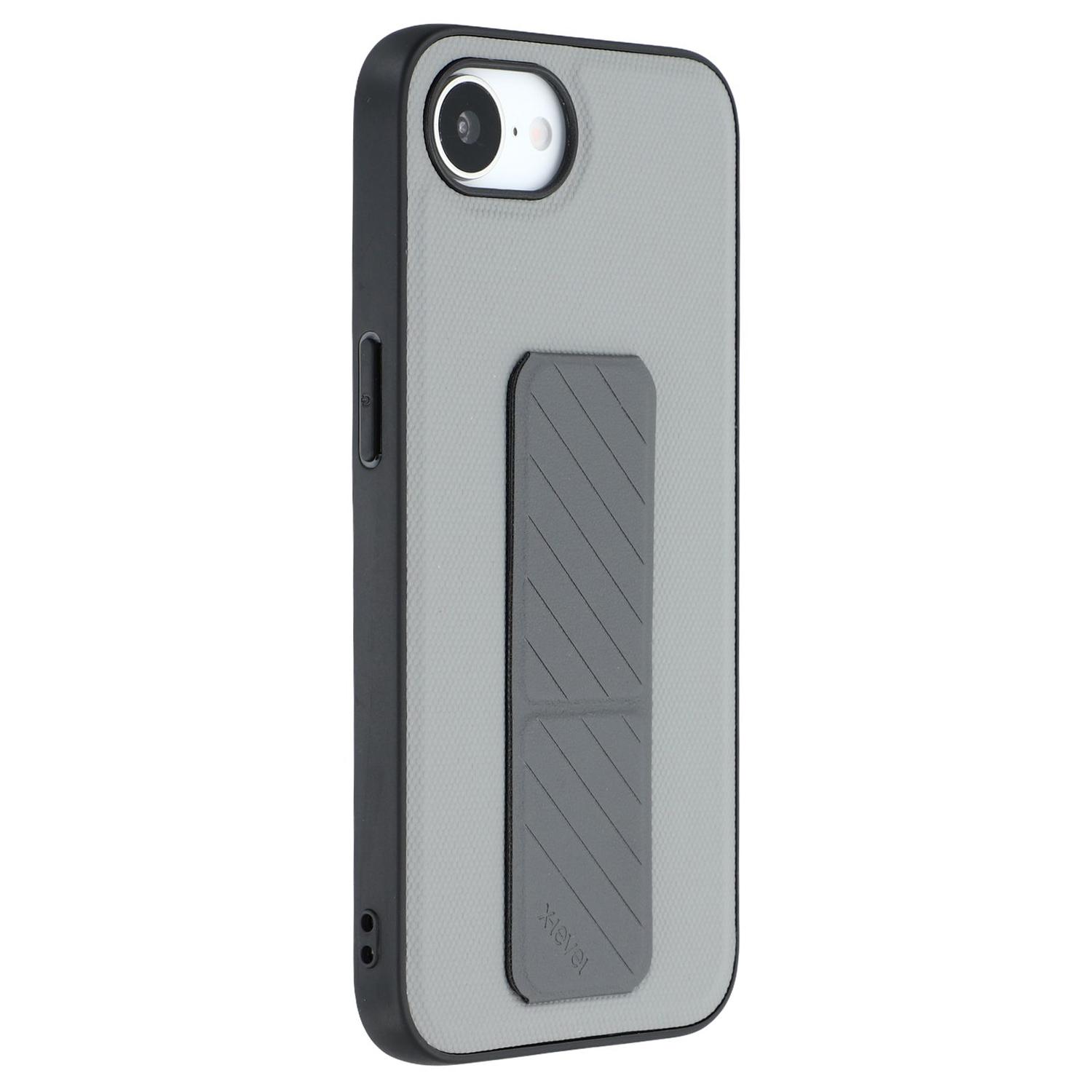 

X-LEVEL For iPhone 16e Case with Kickstand TPU+PU Phone Back Cover Shockproof Grey