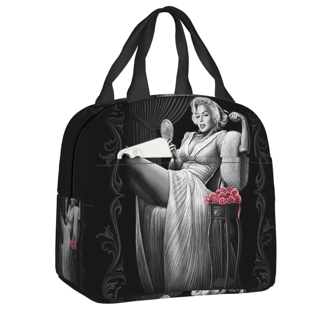 Navy Fade Victorian Lace Skull Resuable Lunch Box Multifunction Mexican Day Of The Dead Thermal Cooler Food Insulated Lunch Bag