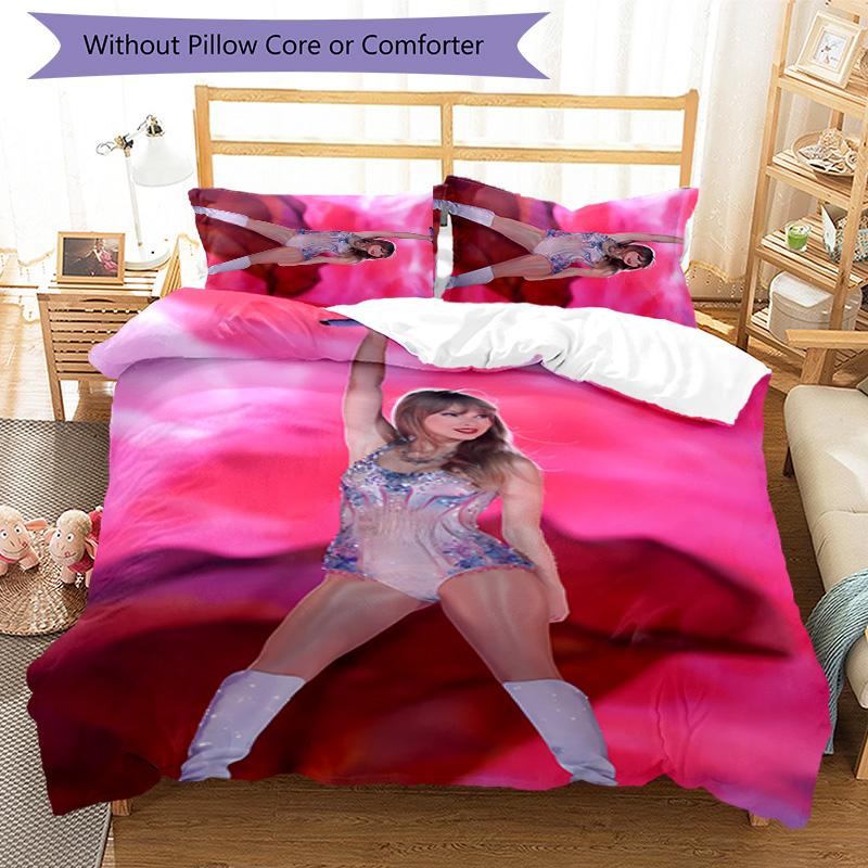 3pcs Taylor Swift pattern bedding set duvet cover set includes duvet cover &pillowcases, perfect all season bedroom decoration & gift