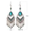 Vintage Multicolor Crystal Rhinestone Bohemian Earrings For Women Ethnic Gypsy Geometric Tassel Layered Boho Statement Earrings