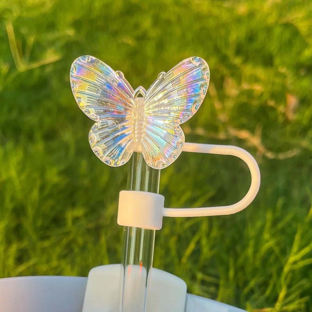 1PC Laser Butterfly Straw Plug Dust Cap For Stanley 30&40Oz Tumbler Reusable 10mm Sippy Cover Water Cup Decoration Accessories